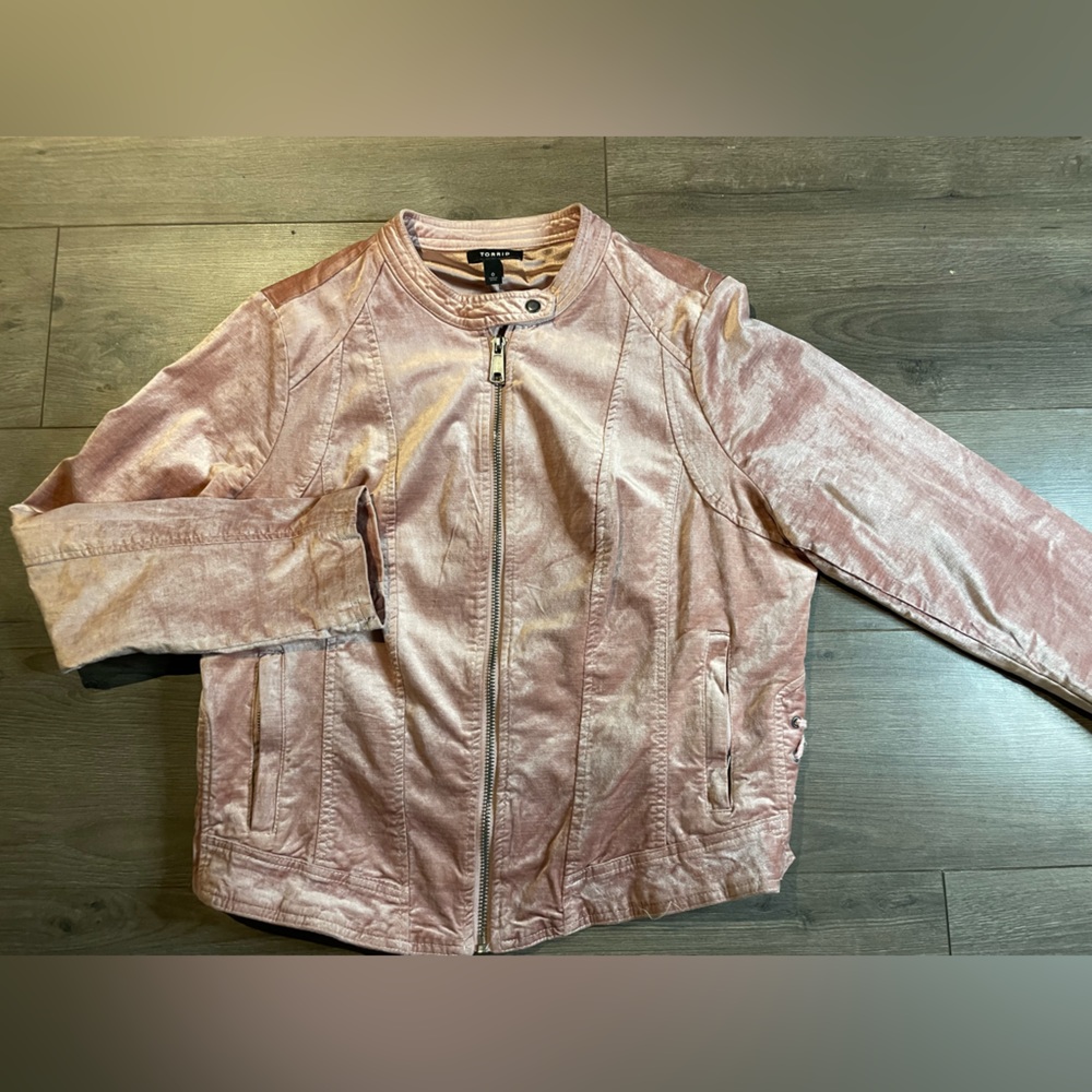 Torrid Pink velvet zip up jacket
